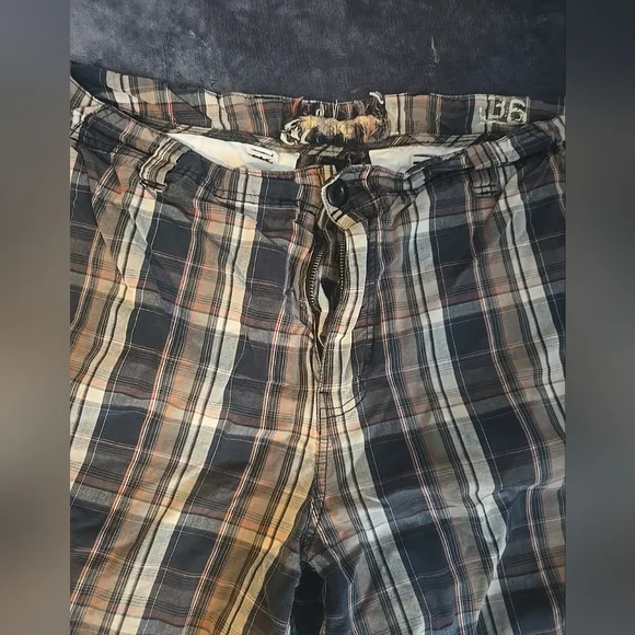 Vintage BKE Plaid Bermuda Shorts Men's Size 36 Brown/Black/Orange 100% Cotton - Picture 6 of 12